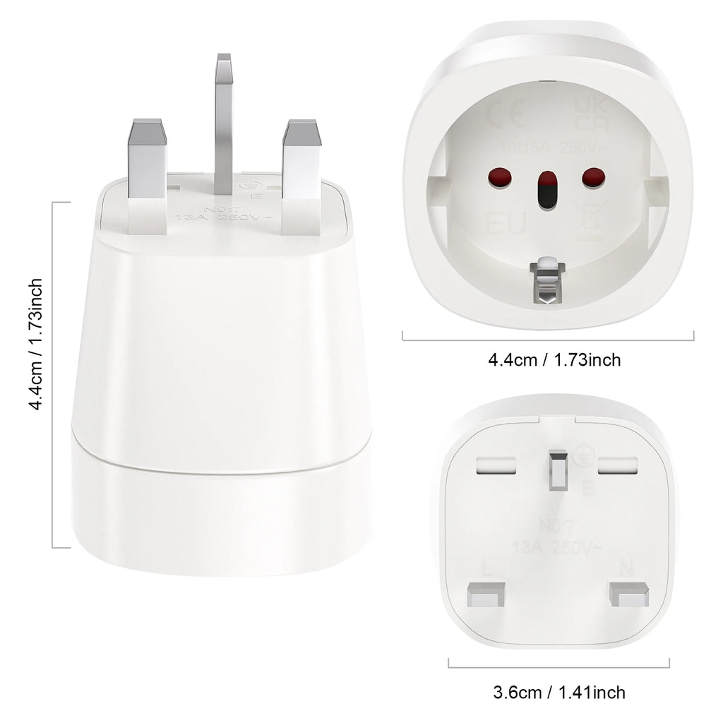 2pcs EU To UK Plug Adapter England Travel Plug European to UK Power Converter Adapter Wall Socket for England, Ireland, UK