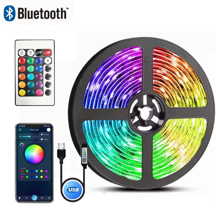 USB 5V LED Lights for TV with APP Control Flexible Ribbon Tape RGB5050 30leds/m TV LED Backlight Room Bedroom Decor Lighting