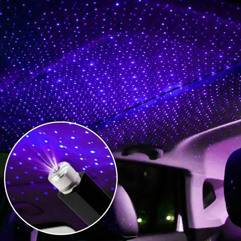 2X Romantic LED Starry Sky Night Light 5V USB Powered Galaxy Star Projector Lamp for Car Roof Room Ceiling Decor Plug and Play