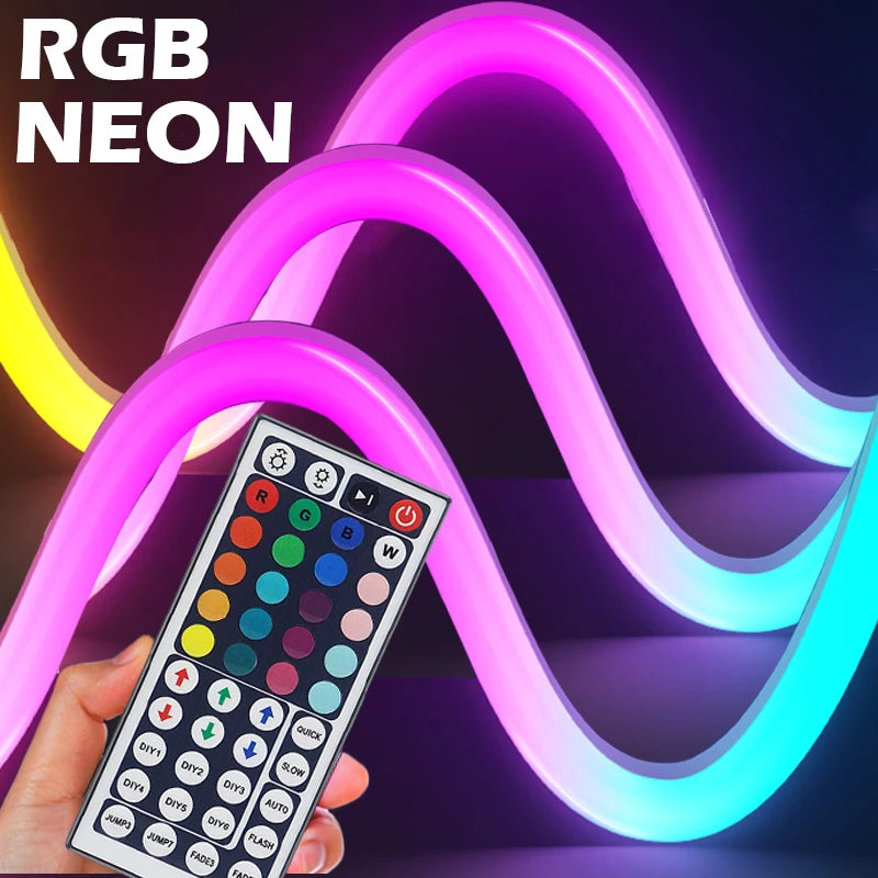 Neon Rope Light with 44keys Remote Control, USB LED Neon, 5V Flexible LED Strip Lights Color Changing Flexible Rope Lights