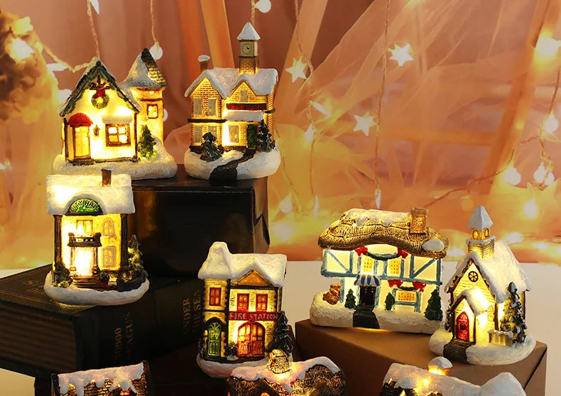 Christmas Decorations LED Night Lights Luminous Landscape House Children's Gift Christmas New Year Ornaments Festival Lighting