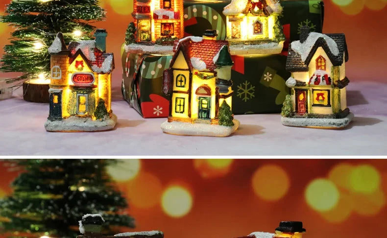 Christmas Decorations LED Night Lights Luminous Landscape House Children's Gift Christmas New Year Ornaments Festival Lighting