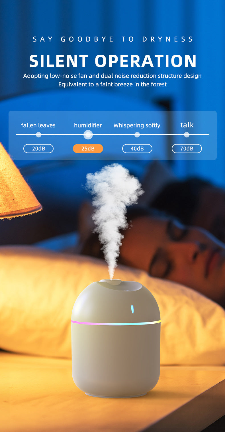 270ML Air Humidifier Cool Mist Aroma Diffuser LED Night Light  power-off protect USB Humidificador For Home Office